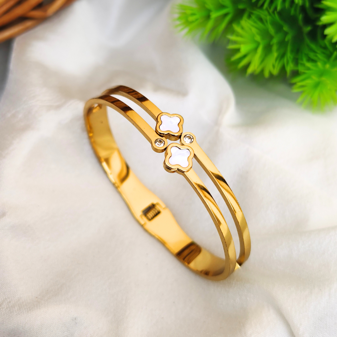 White With Gold Anti Tarnish Bracelet