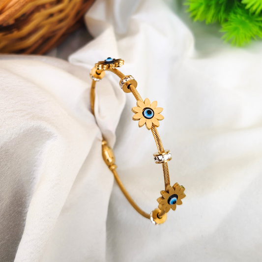 Eye Designs With Gold Flower Bracelet