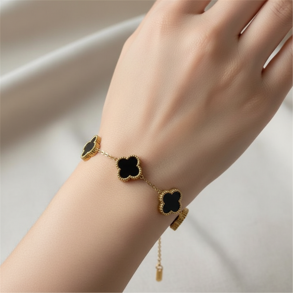 Black Flower Anit Tarnish  Bracelet