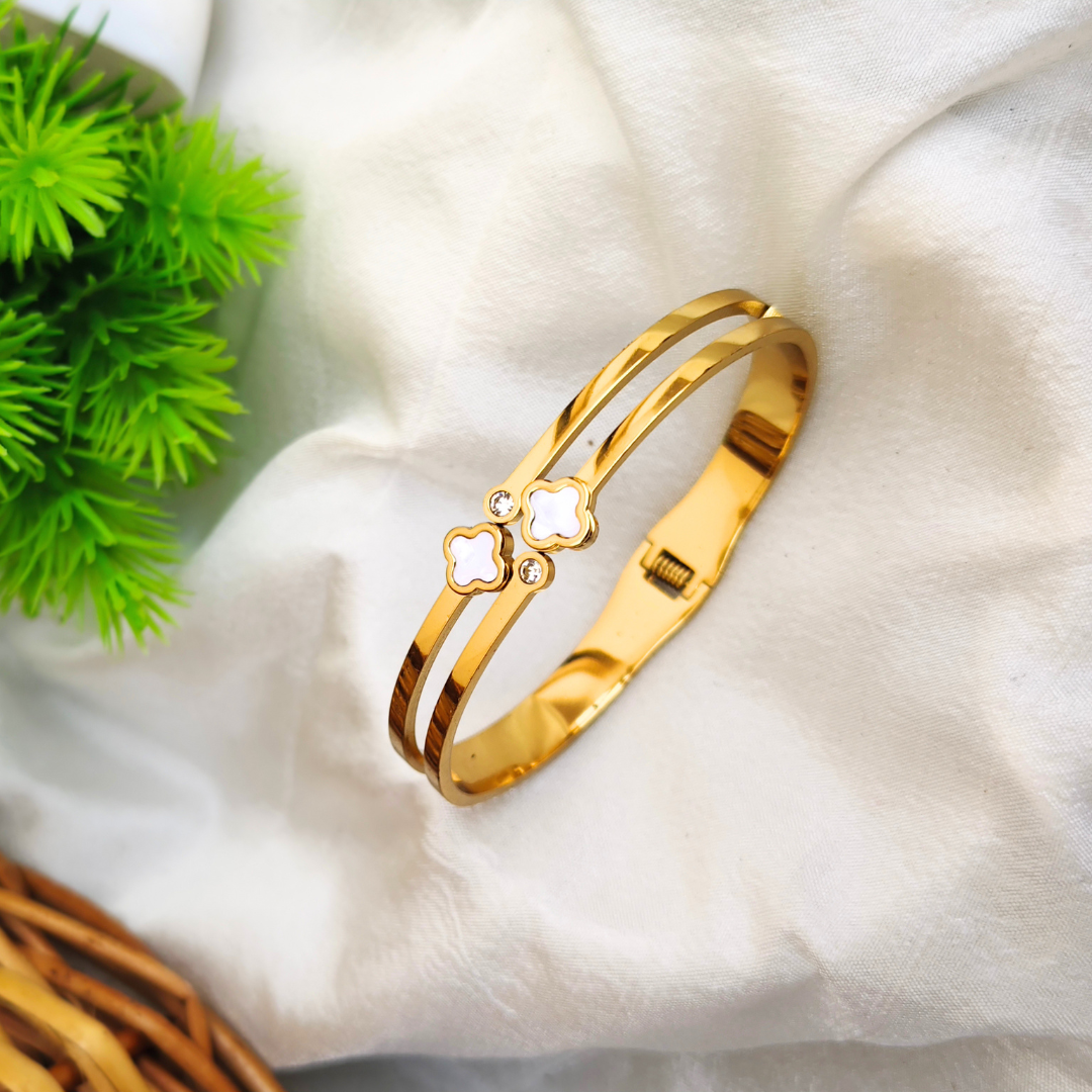 White With Gold Anti Tarnish Bracelet
