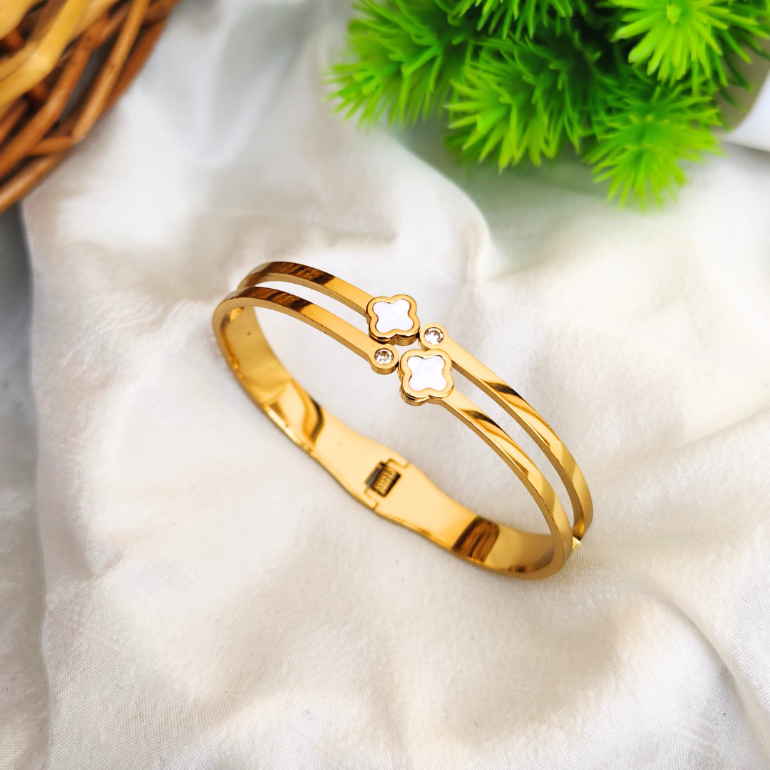 White With Gold Anti Tarnish Bracelet