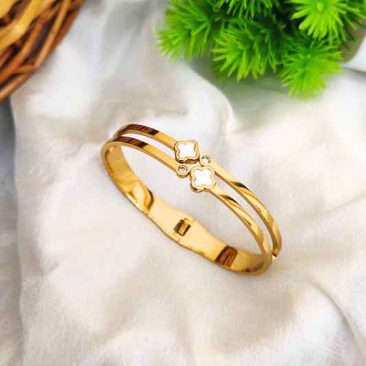 White With Gold Anti Tarnish Bracelet