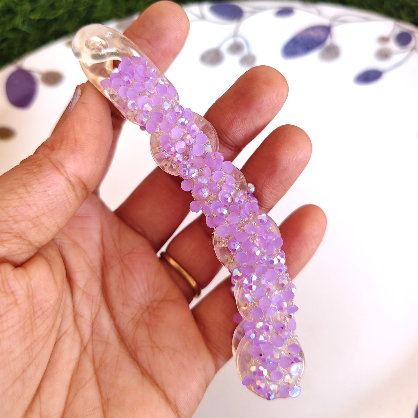 Purple Crystal  Lock Banana Daily Wear Clip