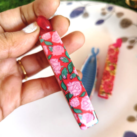 Flower Print Lock Bannana  Daily Wear Clips