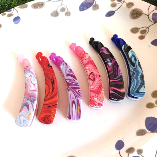 Marble Printed Lock Banana Daily Wear Clips
