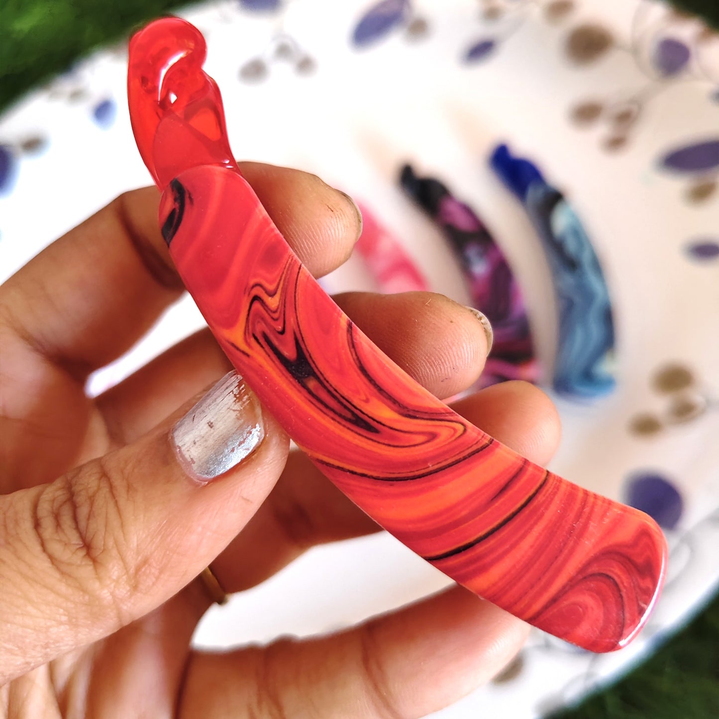 Marble Printed Lock Banana Daily Wear Clips