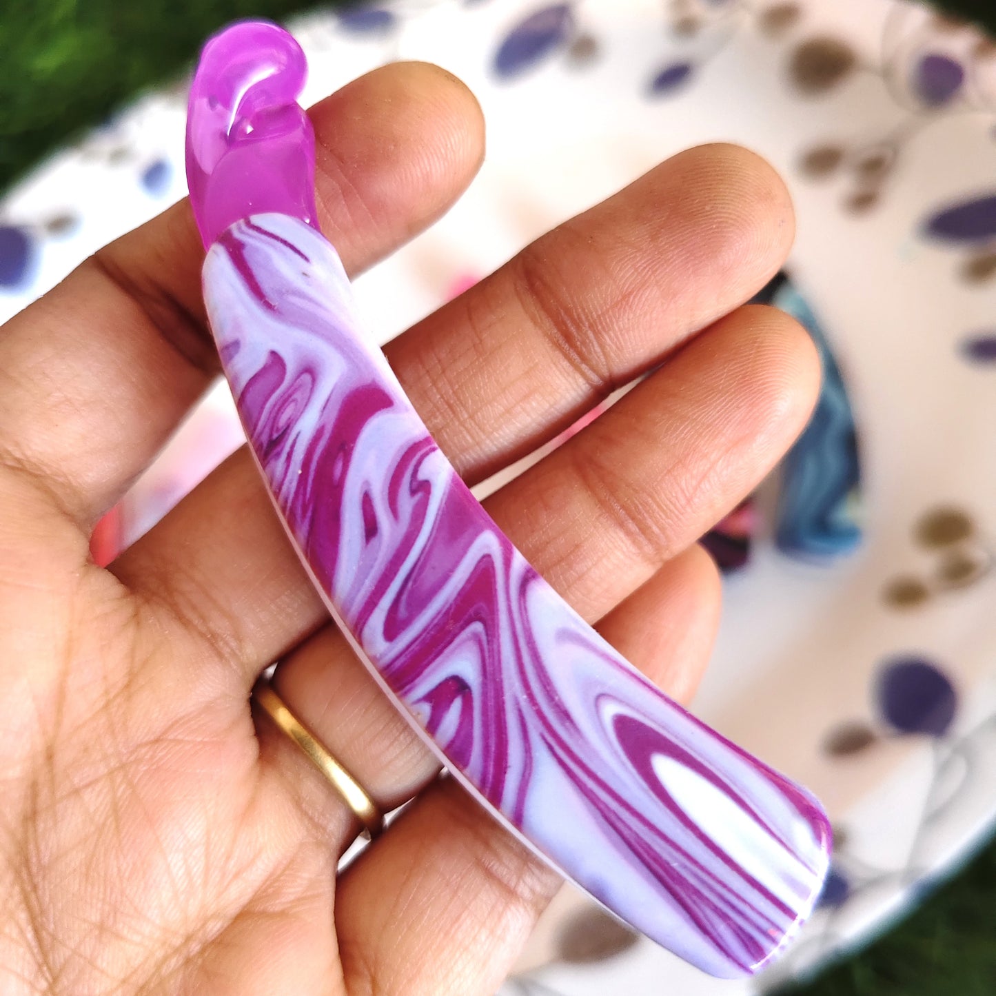 Marble Printed Lock Banana Daily Wear Clips