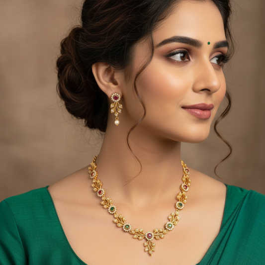 Flower Design Necklace Set