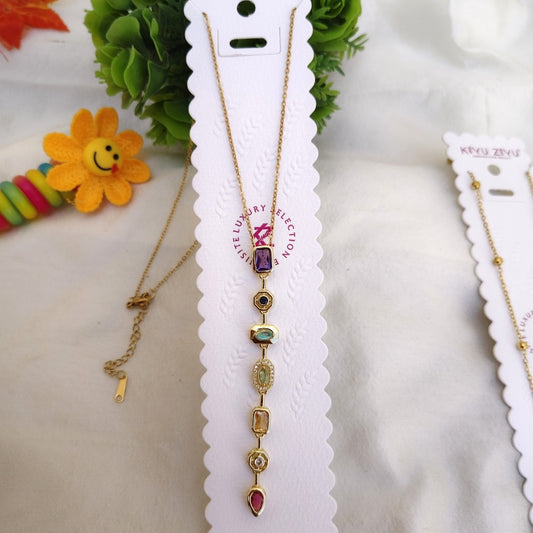 Close-up of a high-shine stone chain featuring brilliant clear gemstones set in polished silver-tone links