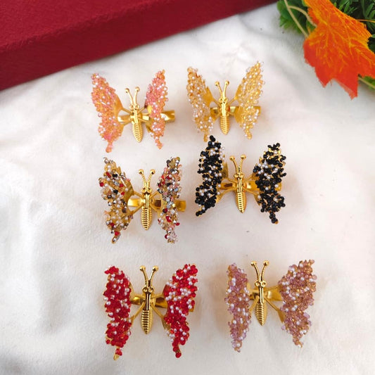 Luxury Gold-Tone Beaded Butterfly Hair Clips