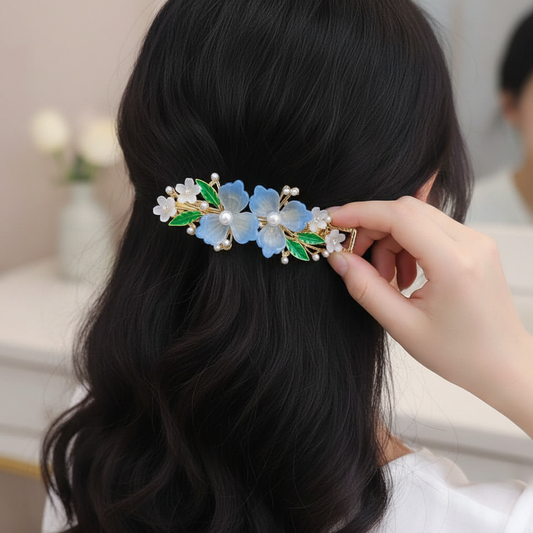 Floral & Pearl Hair Barrettes