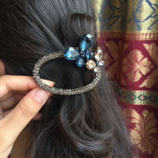 Crystal Butterfly Oval Hair Barrette