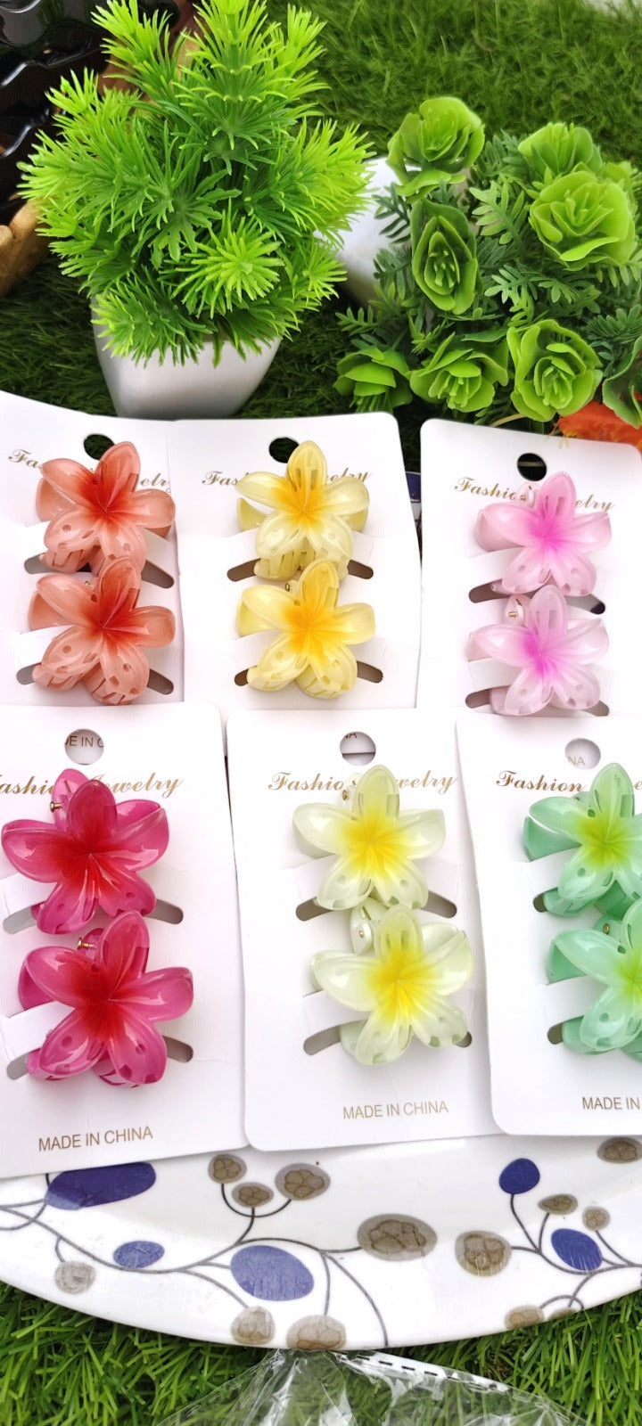 Plumeria Flower Claw Clips