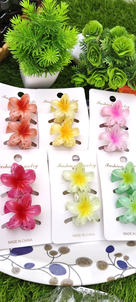Plumeria Flower Claw Clips