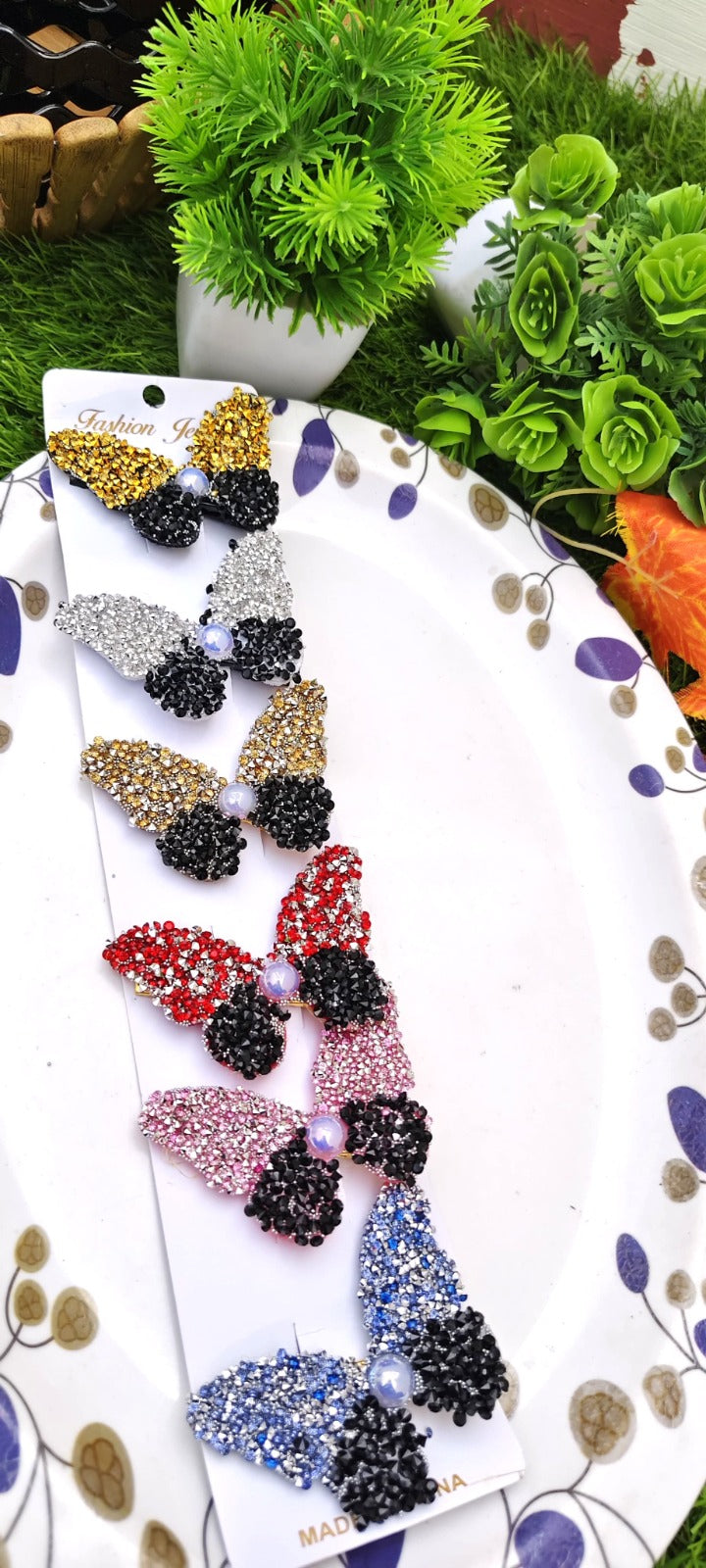 Sparkling Rhinestone Butterfly Hair Clips