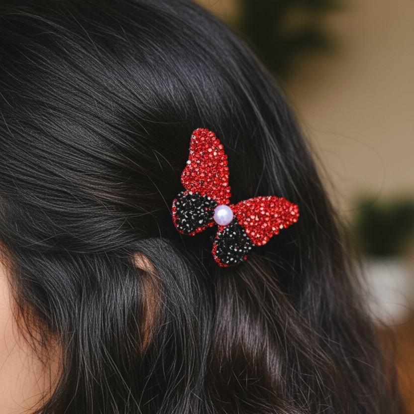 Sparkling Rhinestone Butterfly Hair Clips