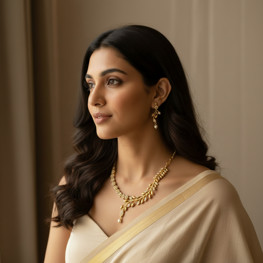 Gold Color Stone Necklace Set