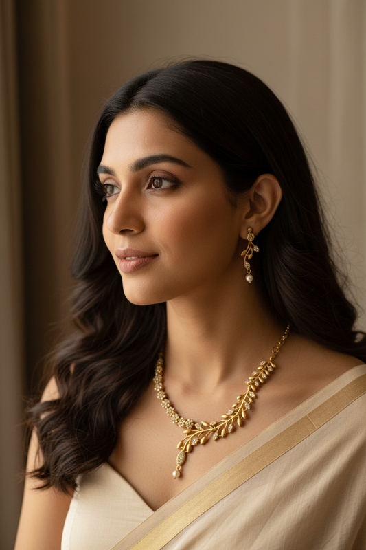 Gold Color Stone Necklace Set