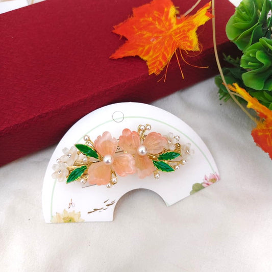 Floral & Pearl Hair Barrette
