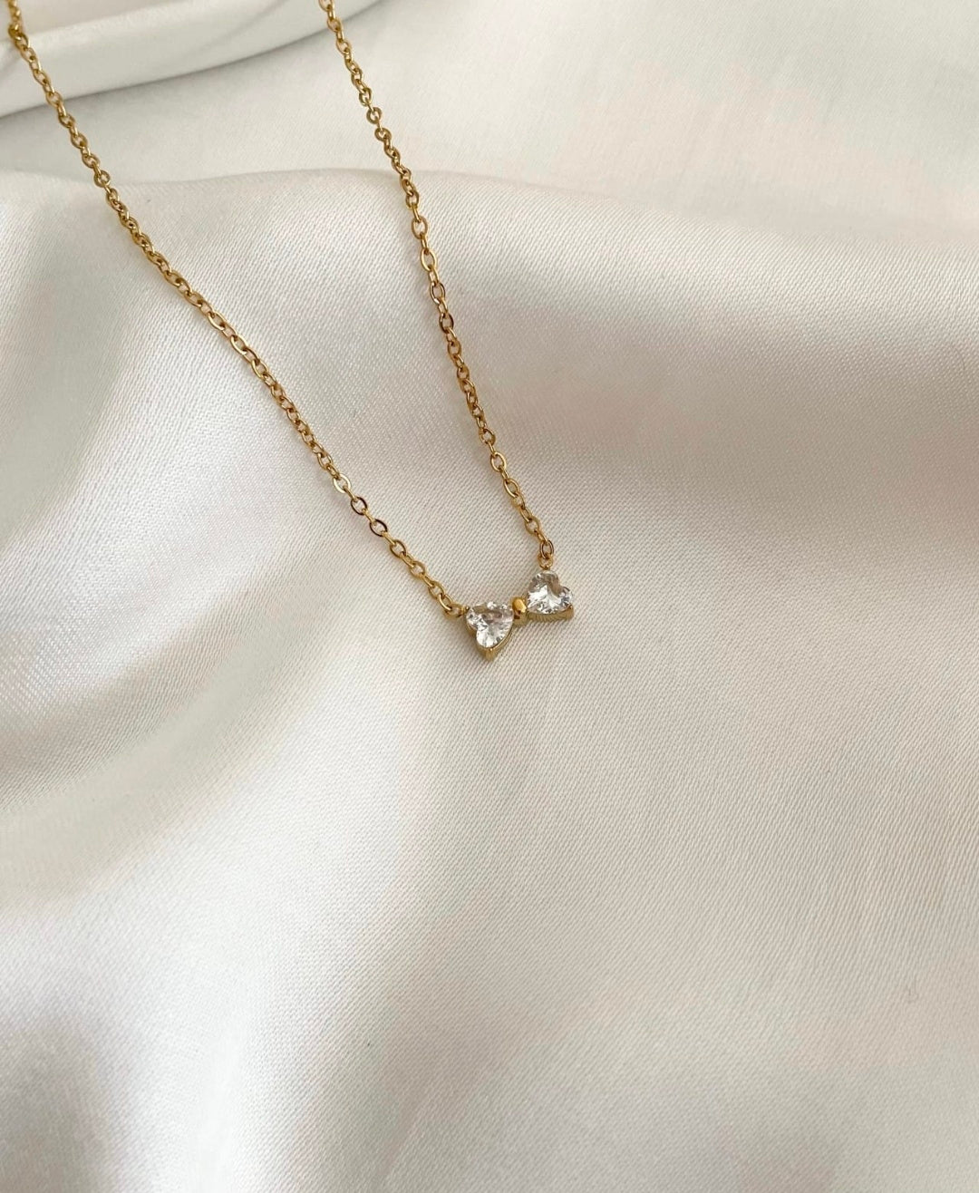 Dual Heart Crystal Chain Anti Tarnish